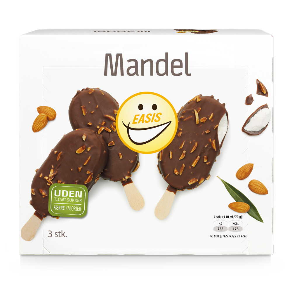 EASIS Mandelis 3 stk. – Sød, cremet is uden tilsat sukker