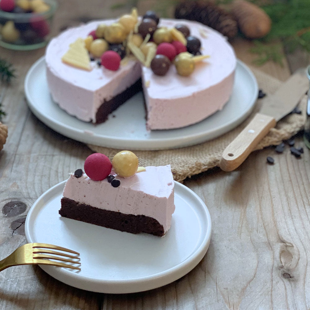 Brownie med kirsebærmousse