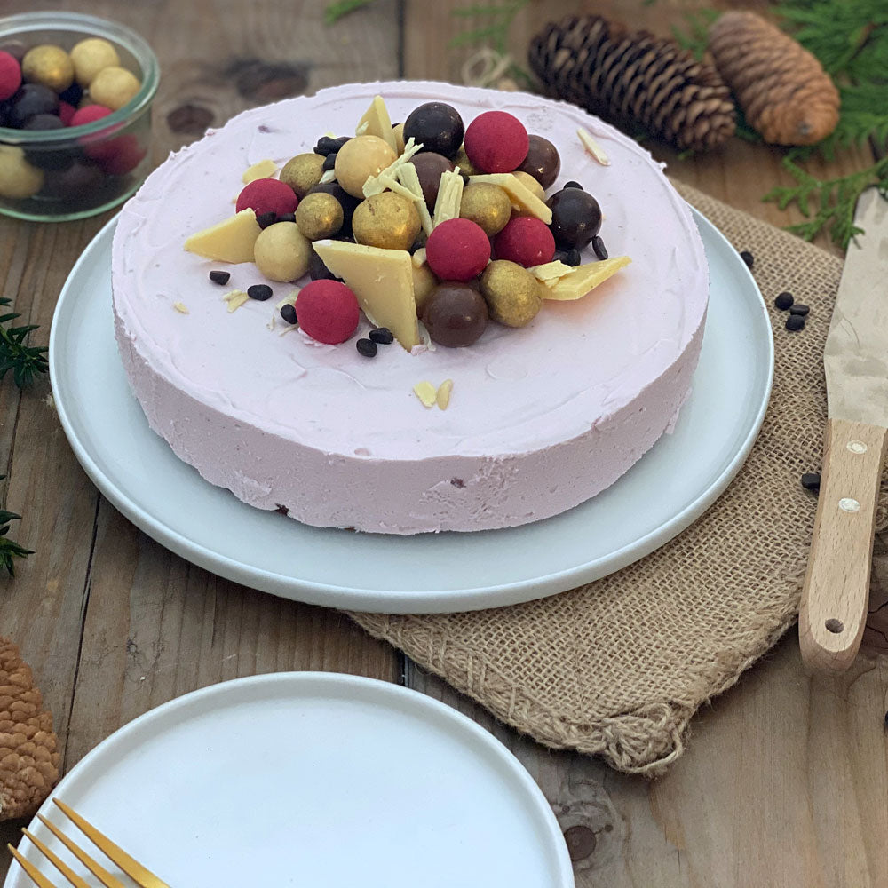 Brownie med kirsebærmousse