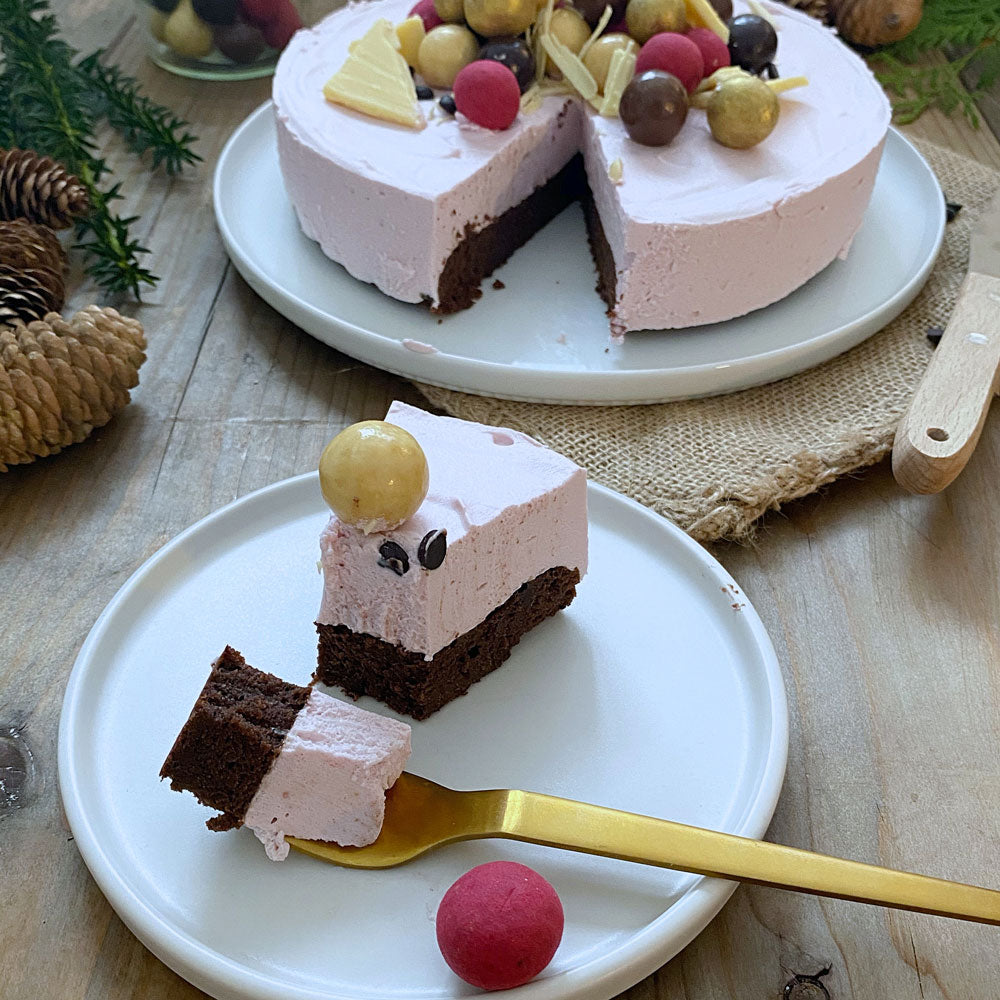 Brownie med kirsebærmousse