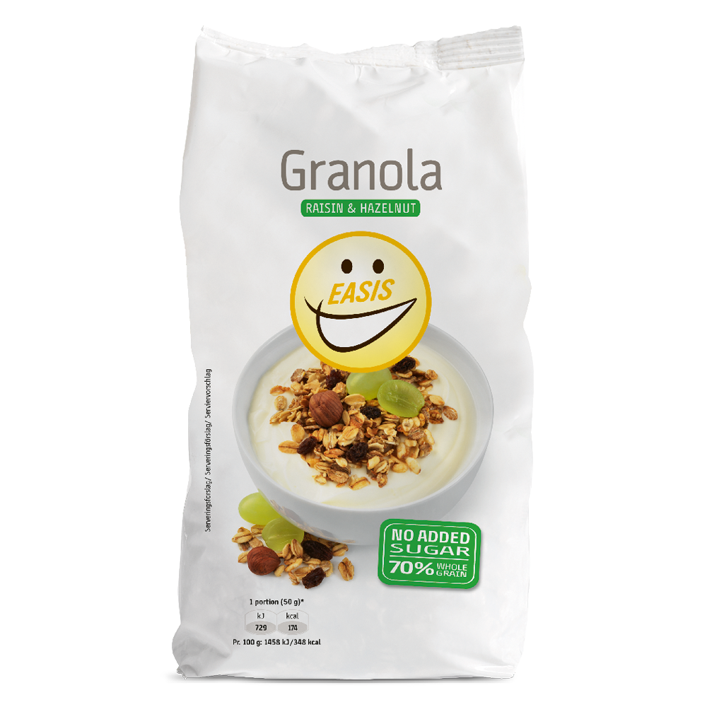 EASIS Granola med Rosiner og Hasselnødder 350 g
