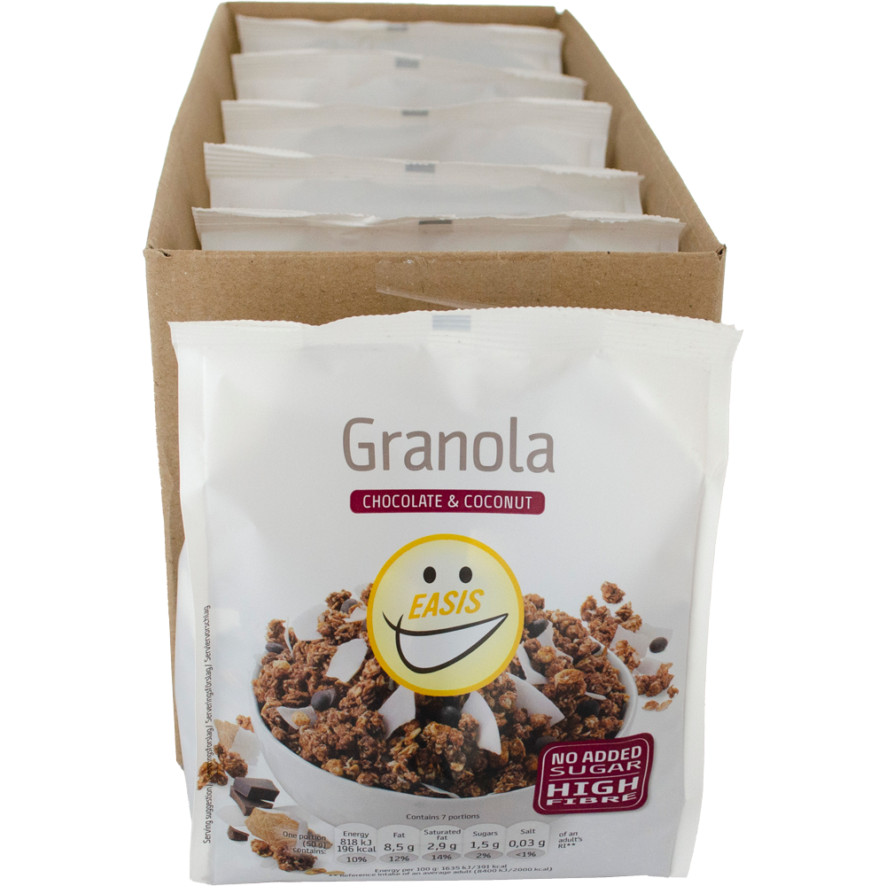 EASIS Granola med Chokolade og Kokos, Kasse med 6 stk.