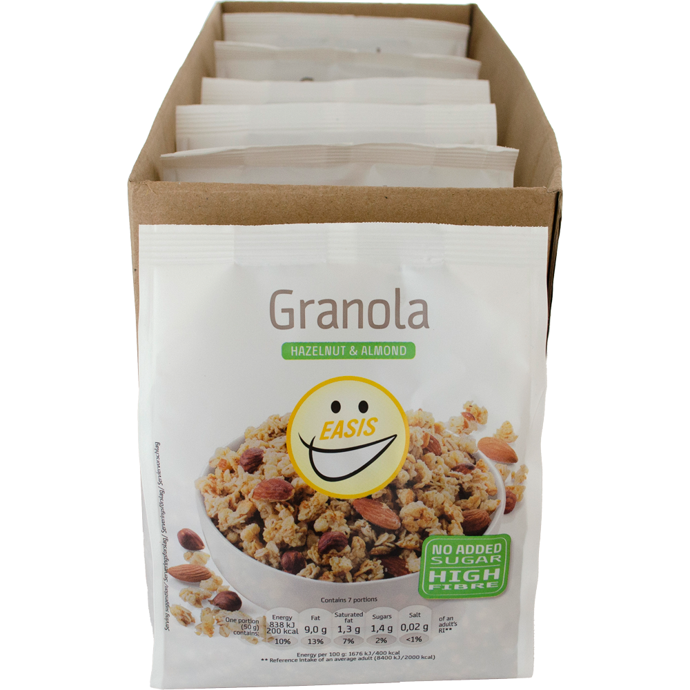 EASIS Granola, hasselnødder & mandler, Kasse med 6 stk.