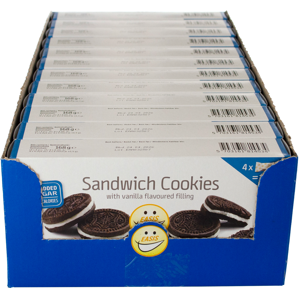 EASIS Sandwich Cookies med cremefyld, Kasse med 12 stk.