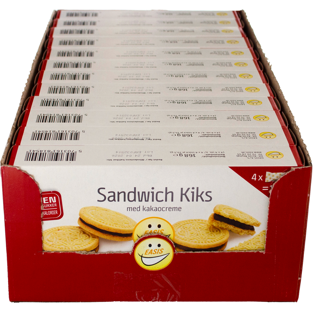 EASIS Sandwich kiks med kakaocreme, Kasse med 12 stk.