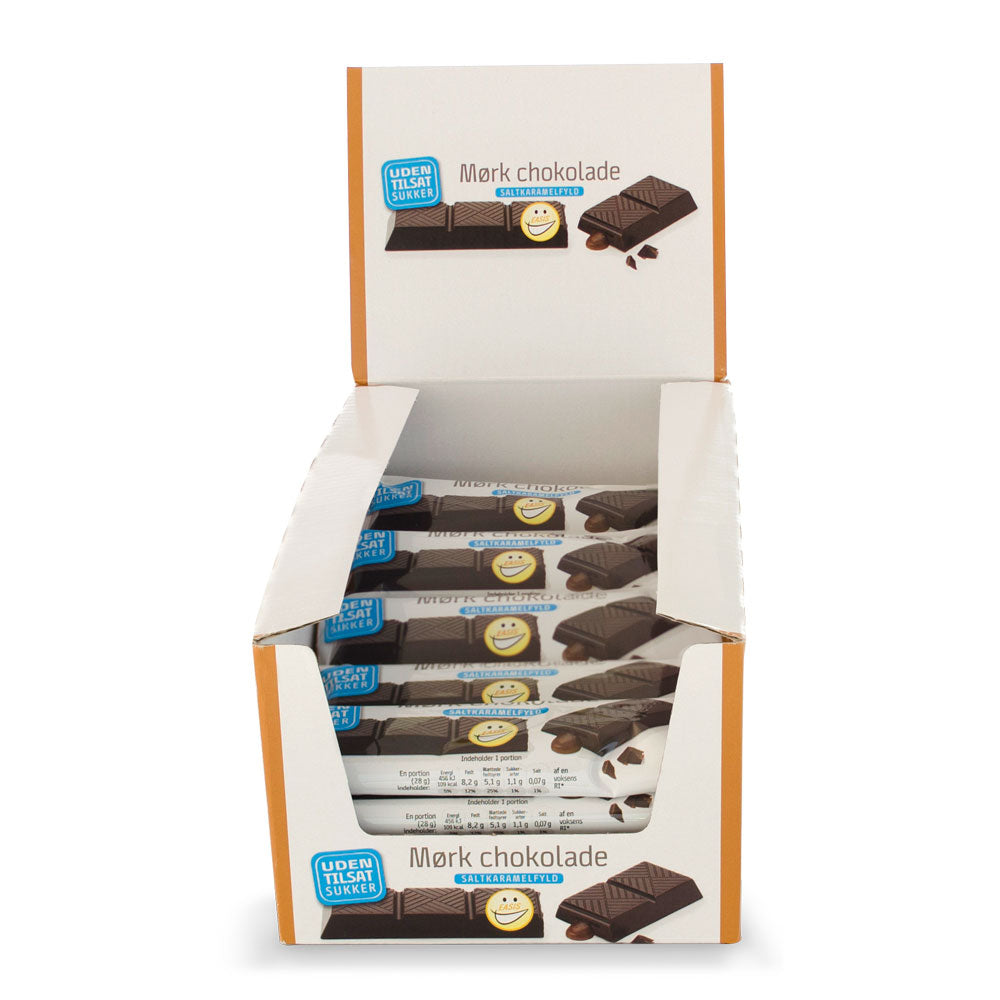 EASIS Mørk Chokoladebar Saltkaramelfyld, Kasse med 25 stk.