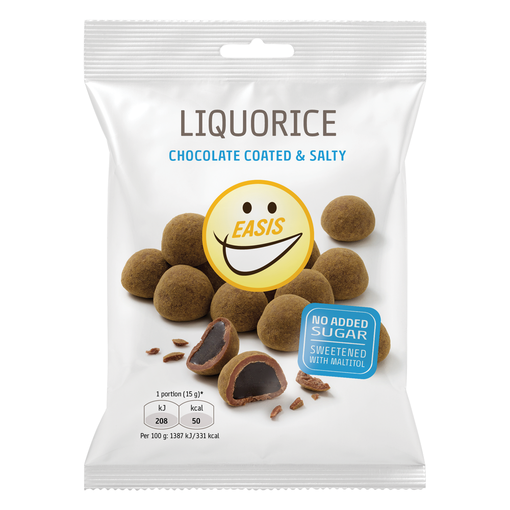 EASIS Liquorice, chocolate coated & salty, 75 g – lakrids & chokolade i perfekt balance