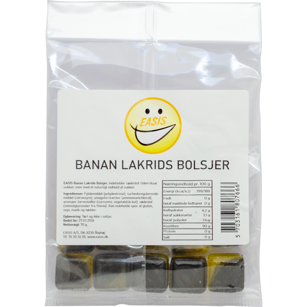 EASIS Banan-Lakrids Bolsjer, 70 g