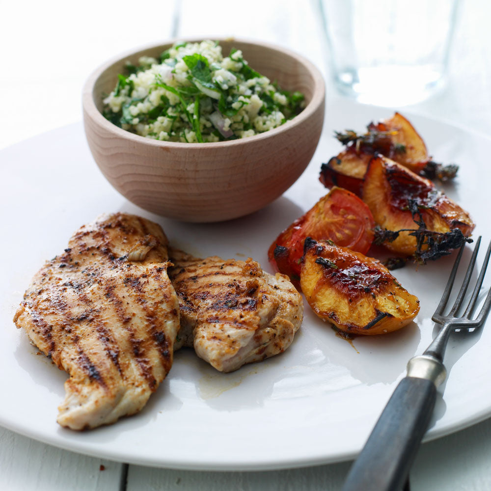 Kylling med urtecouscous abrikosbagte tomater