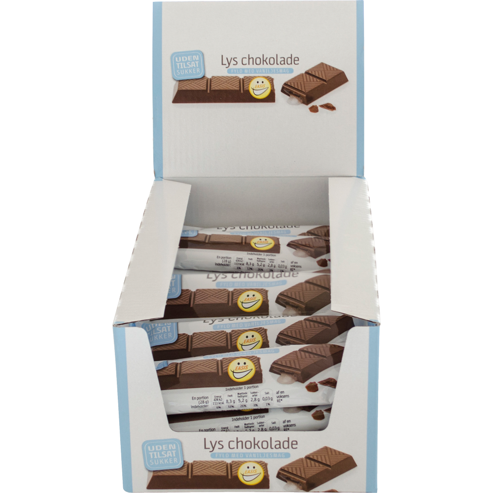 EASIS Lys Chokoladebar med Vaniljefyld, Kasse med 25 stk.
