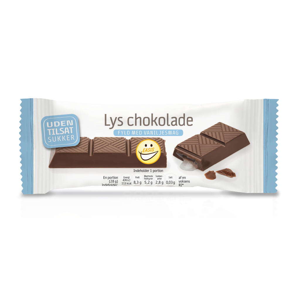 EASIS Lys Chokoladebar med Vaniljefyld, Kasse med 25 stk.