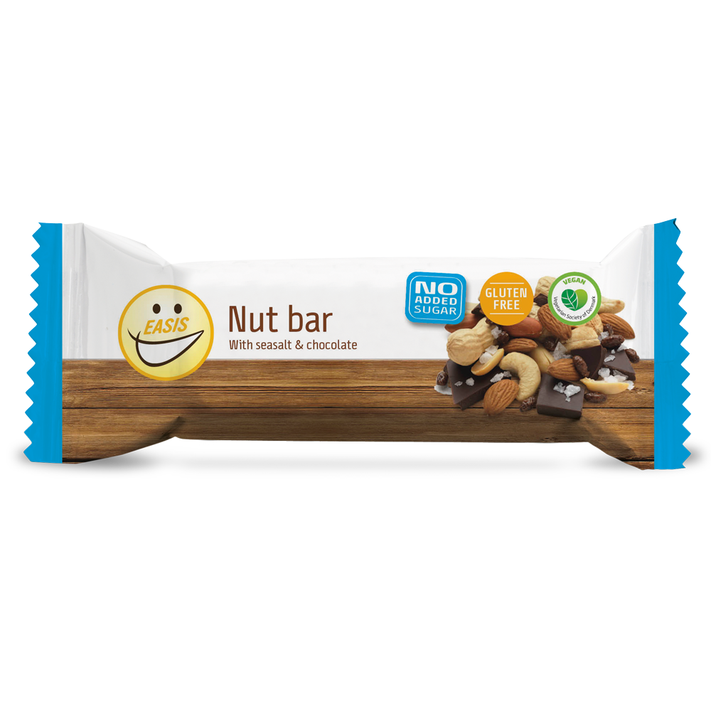 EASIS Nut bar, Havsalt og mørk chokolade, Kasse med 20 stk.