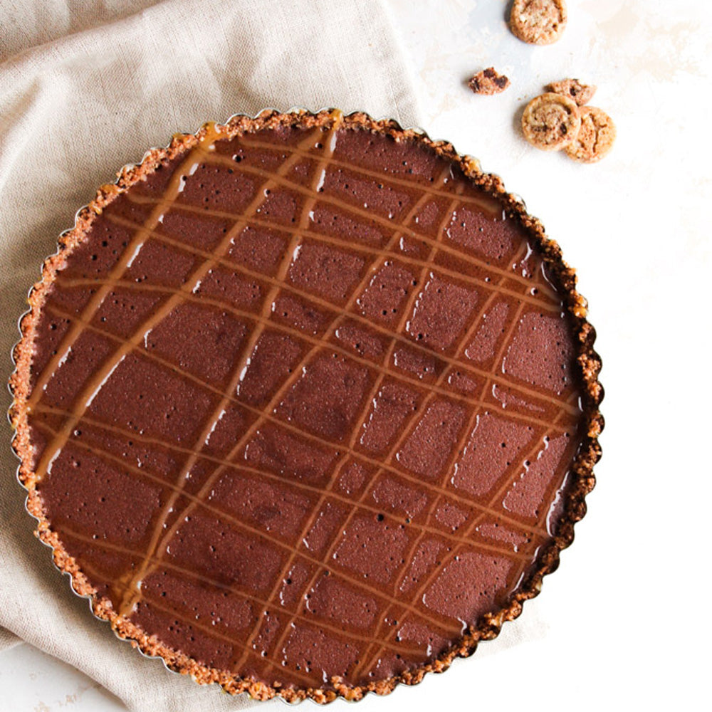 Tærte med chokolademousse og cookiebund