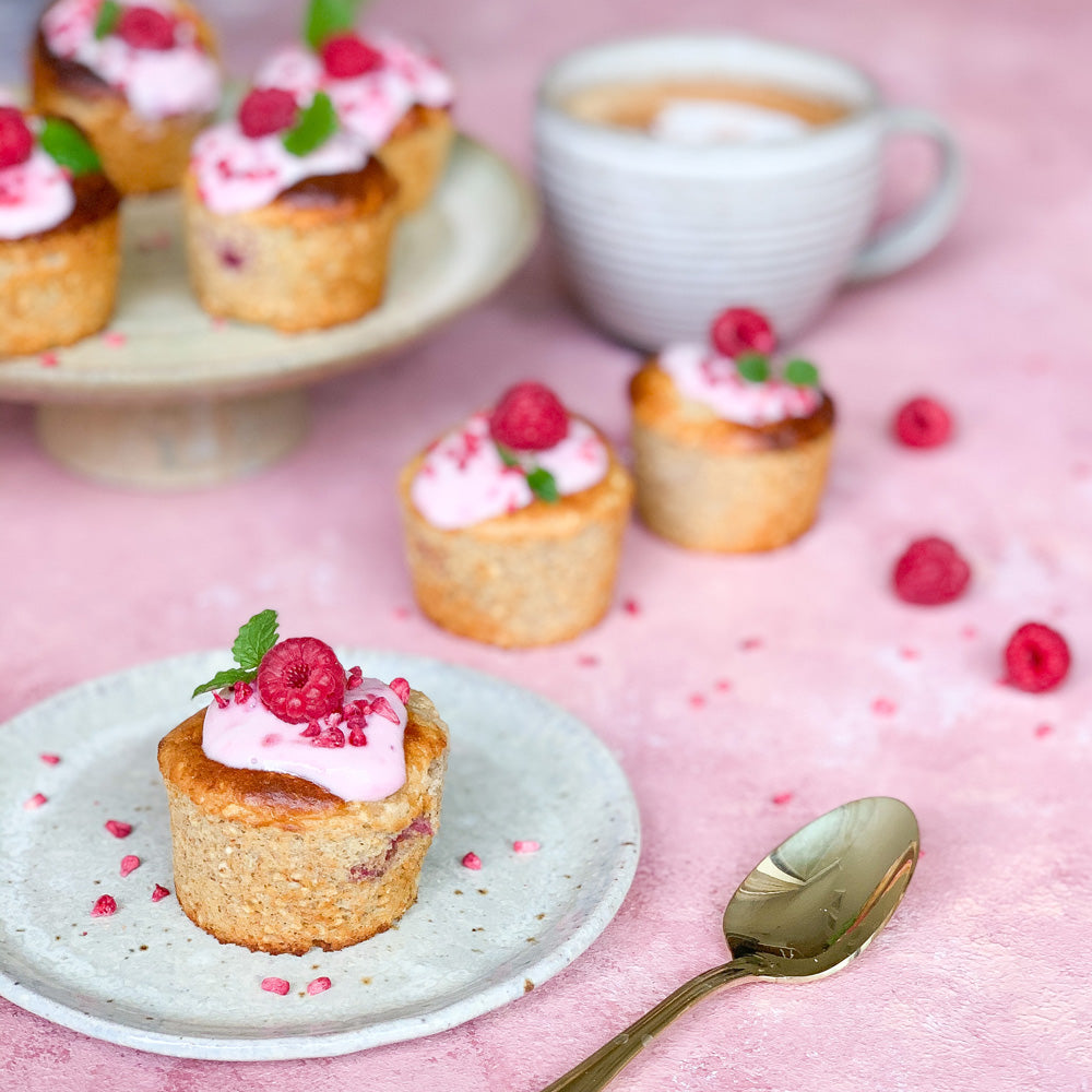 Bananmuffins med hindbær