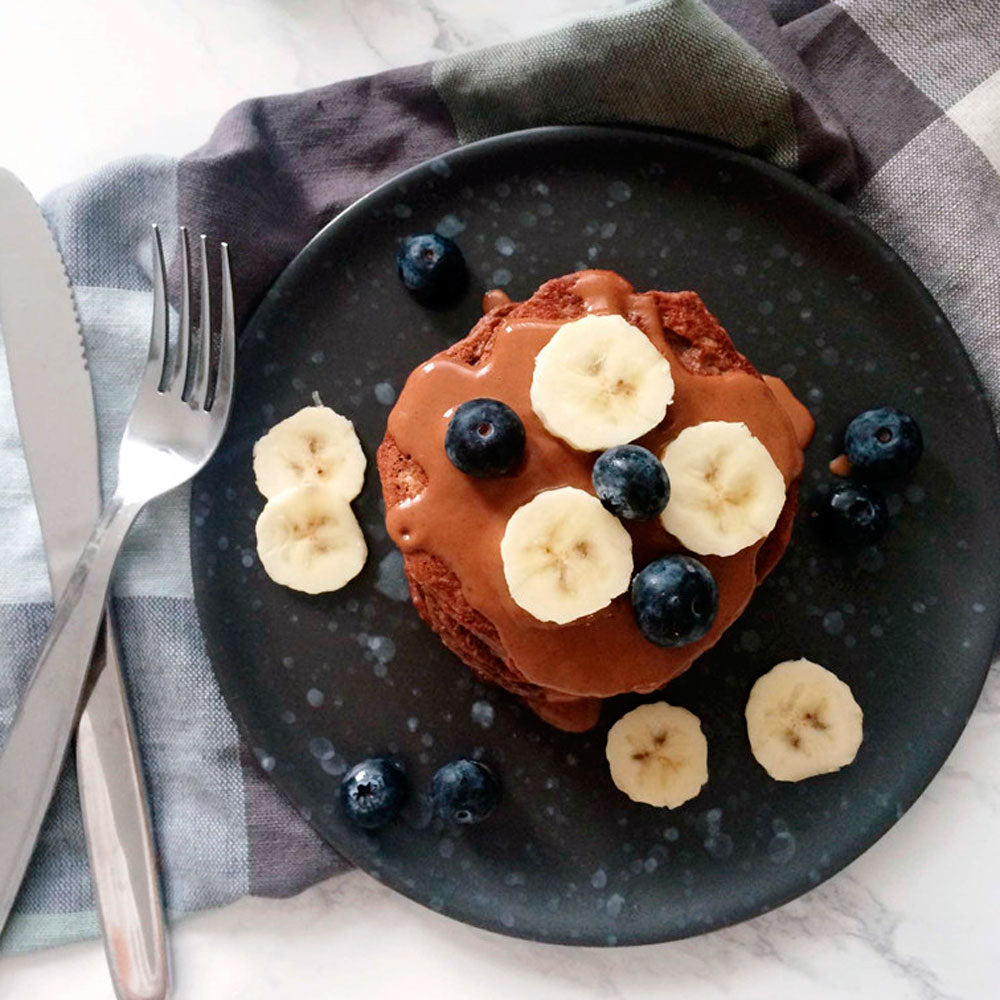 Proteinpandekager med banan, chokolade & peanutbutter